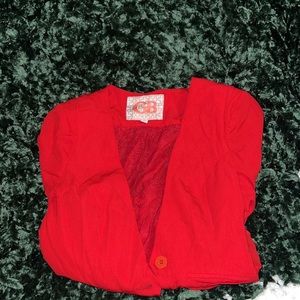 Small vintage Gianni Bini red blazer, lace back jacket